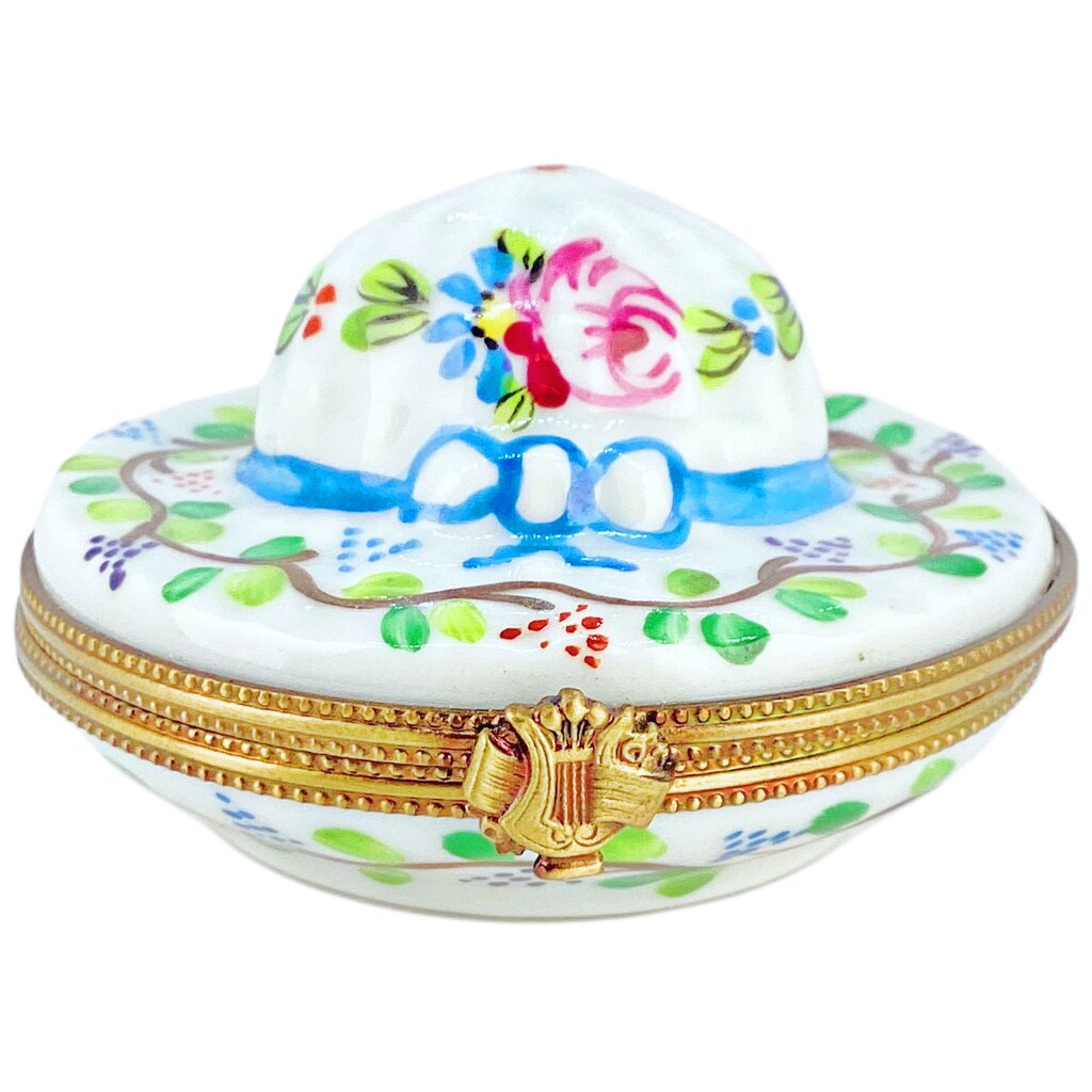 Vintage Limoges Hand Painted Bonnet Trinket Box