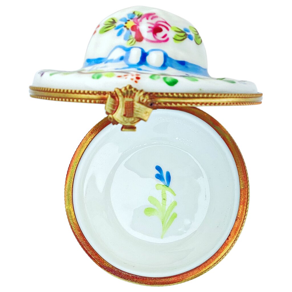 Vintage Limoges Hand Painted Bonnet Trinket Box