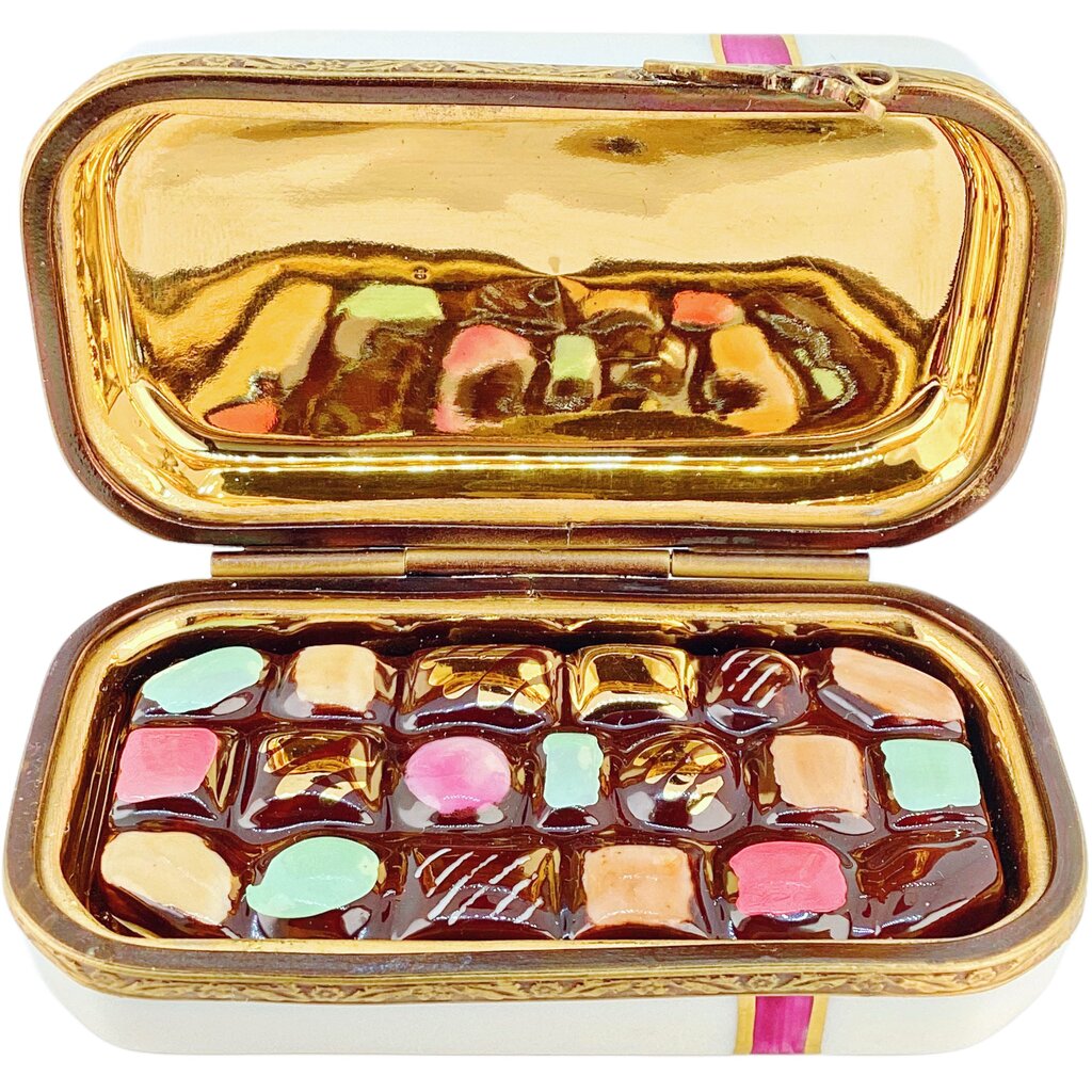 Vintage Limoges Hand Painted "Chocolats de Paris" Trinket Box