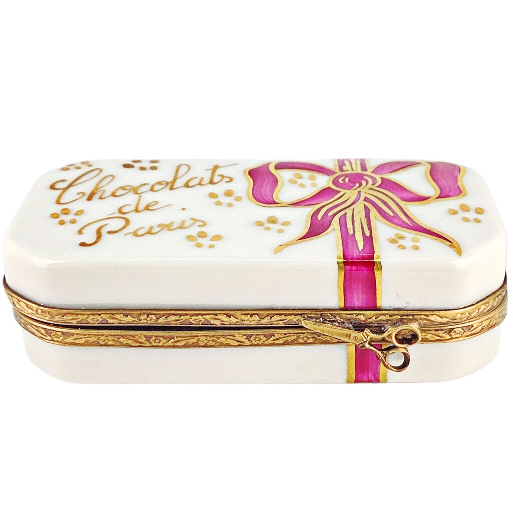 Vintage Limoges Hand Painted "Chocolats de Paris" Trinket Box