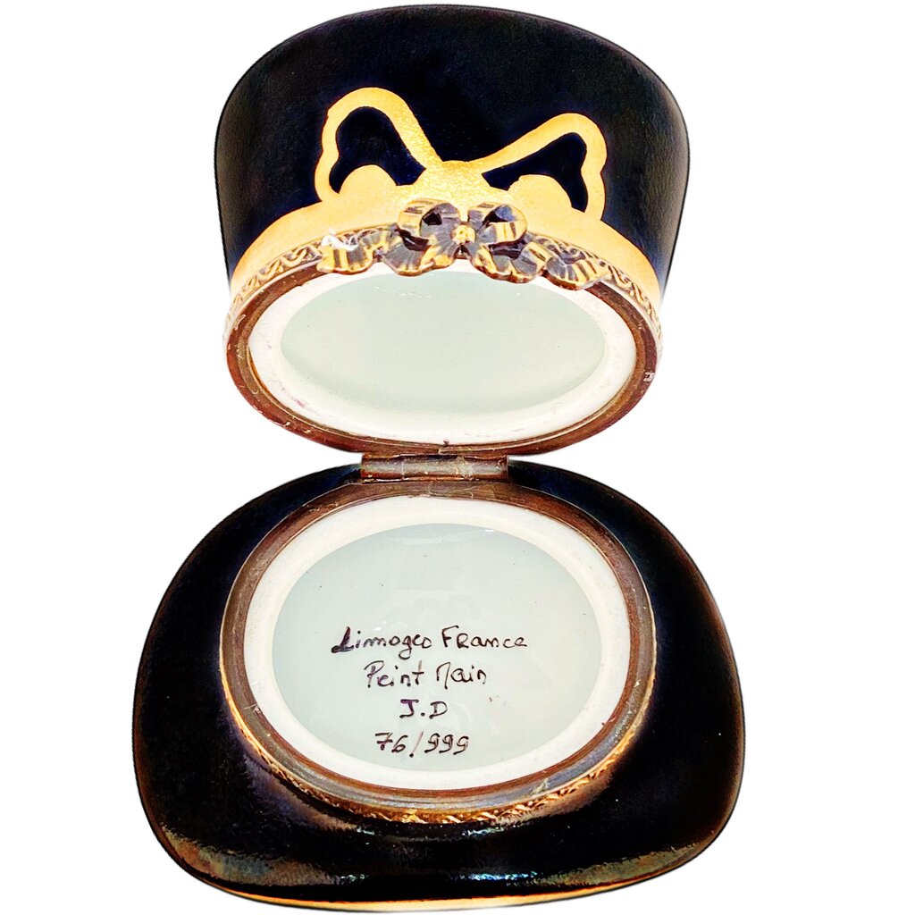 Vintage Hand Painted Limoges "Top Hat" Trinket Box