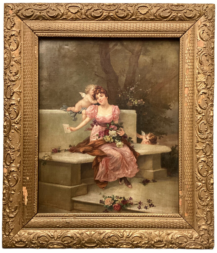 Ernest Capaldo. The Love Letter. Oil on Canvas. American Early 1900s