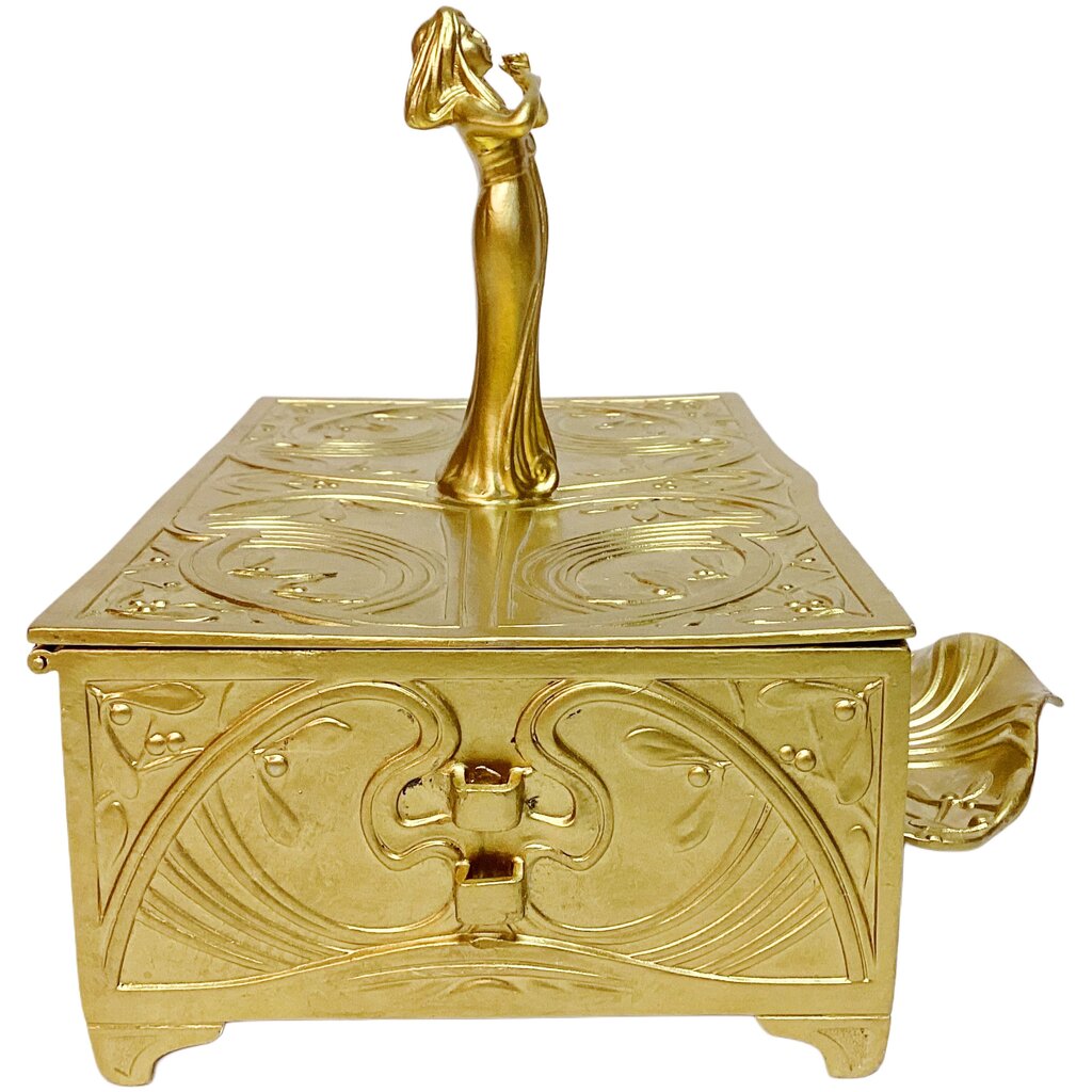 Art Nouveau Gold Plated Humidor