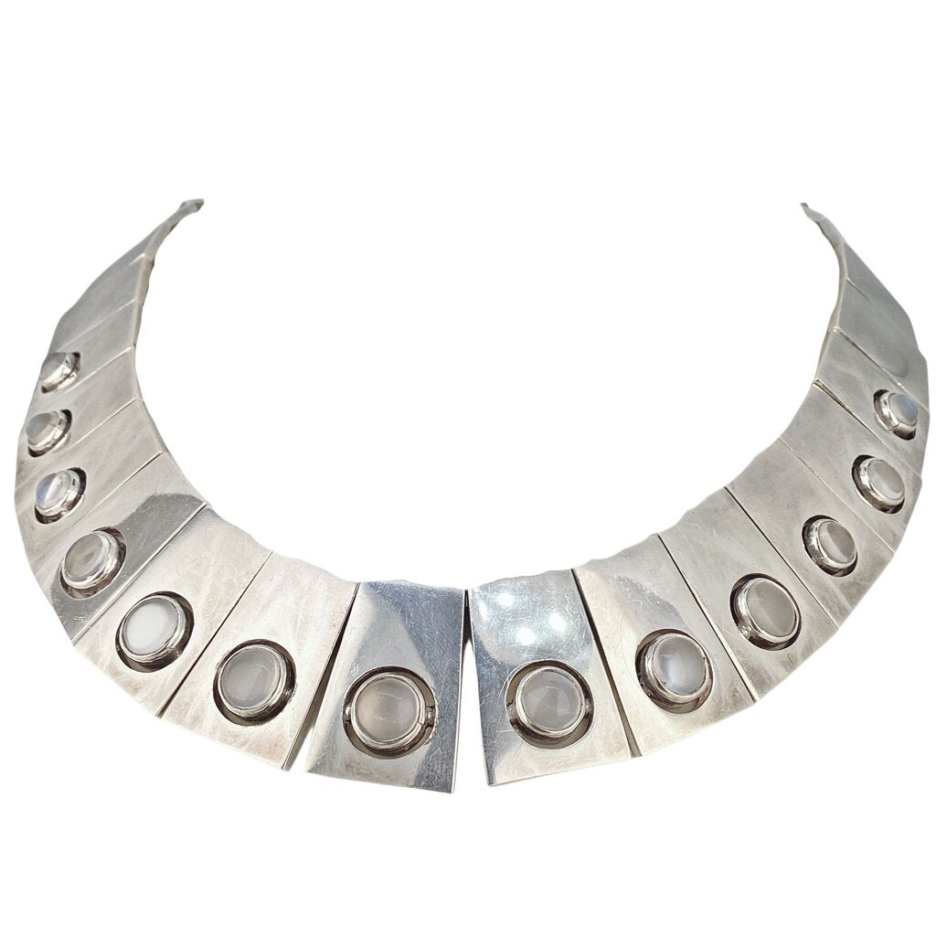Antonio Pineda. Mid-Century Modernist Sterling & Moonstone Necklace