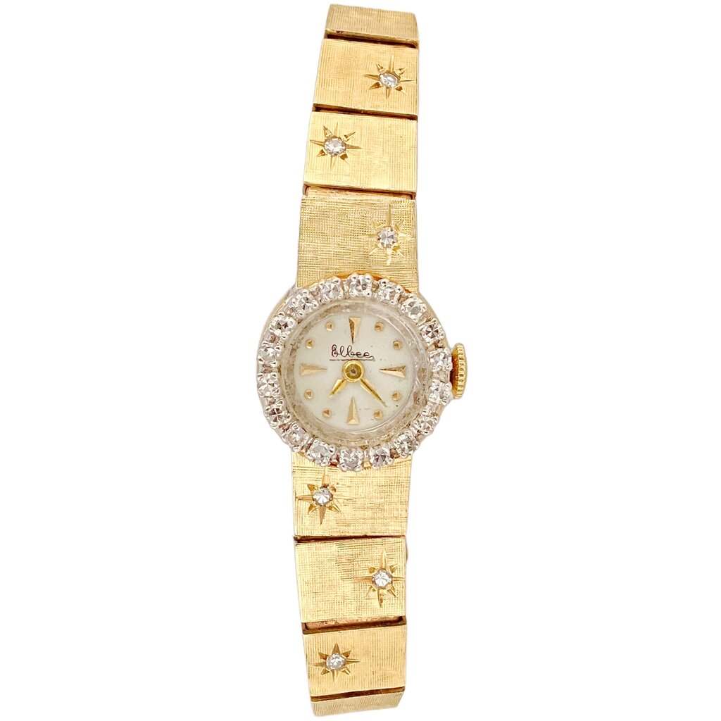 Vintage Elbee 14Kt Gold & Diamond Watch