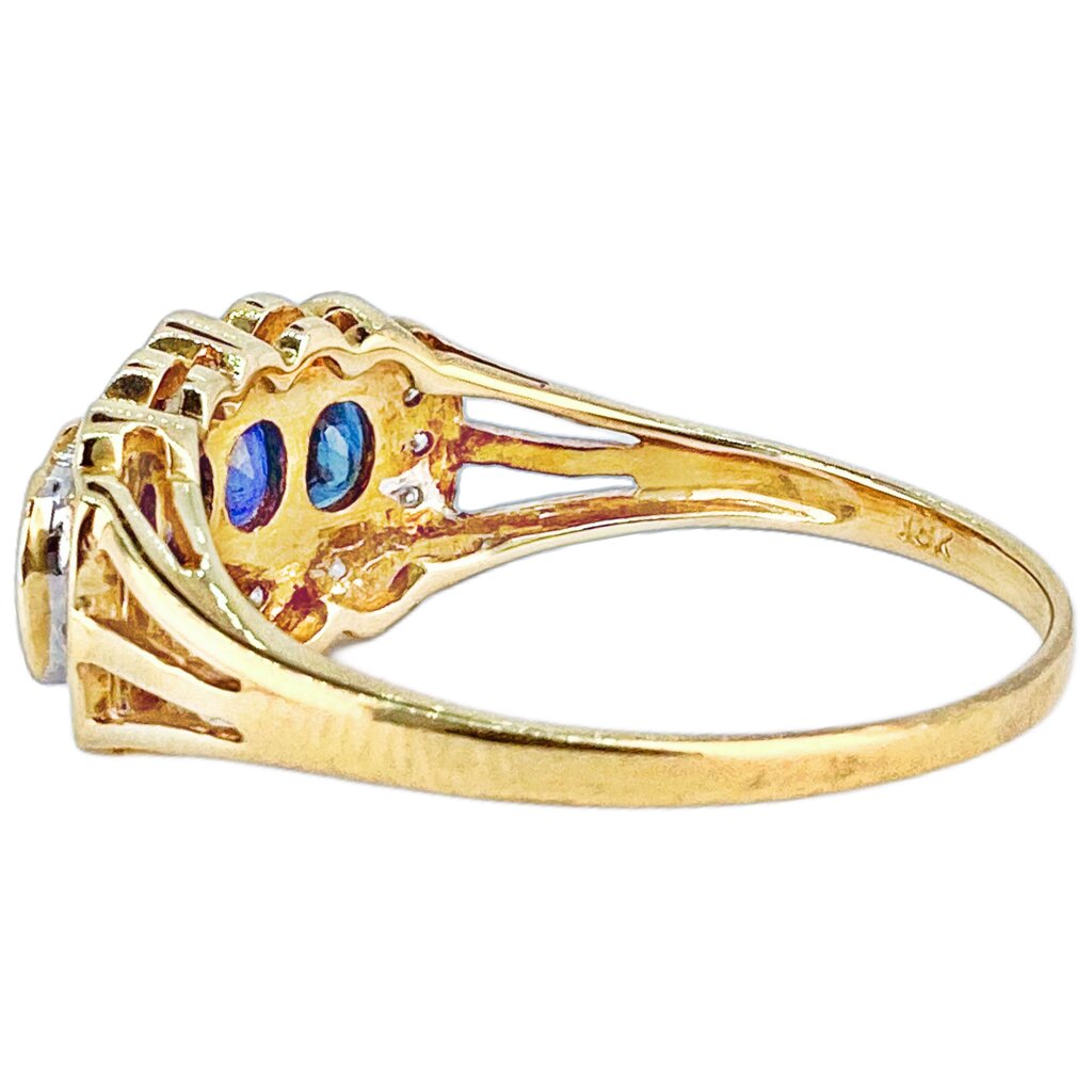 18Kt Gold Diamond & Sapphire Cluster Ring
