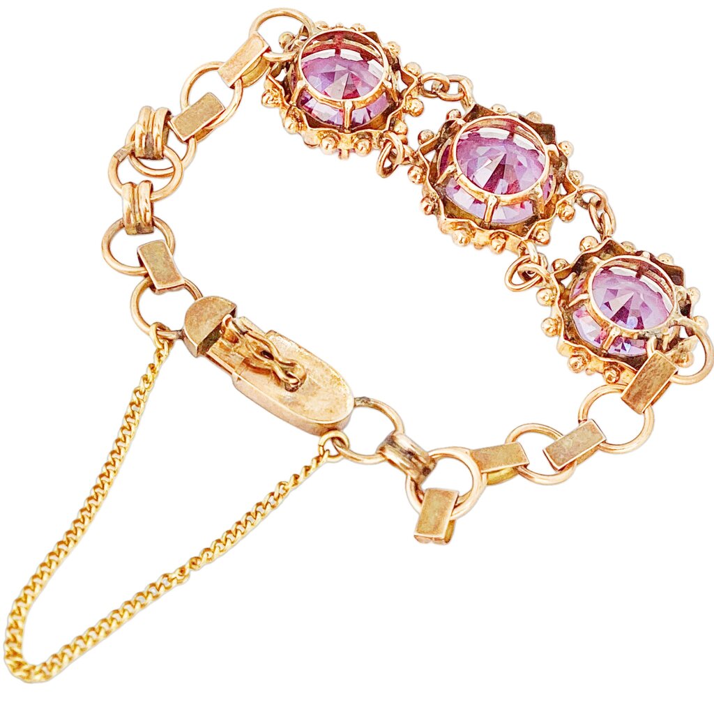 10Kt Gold Bracelet w Synthetic Alexandrite
