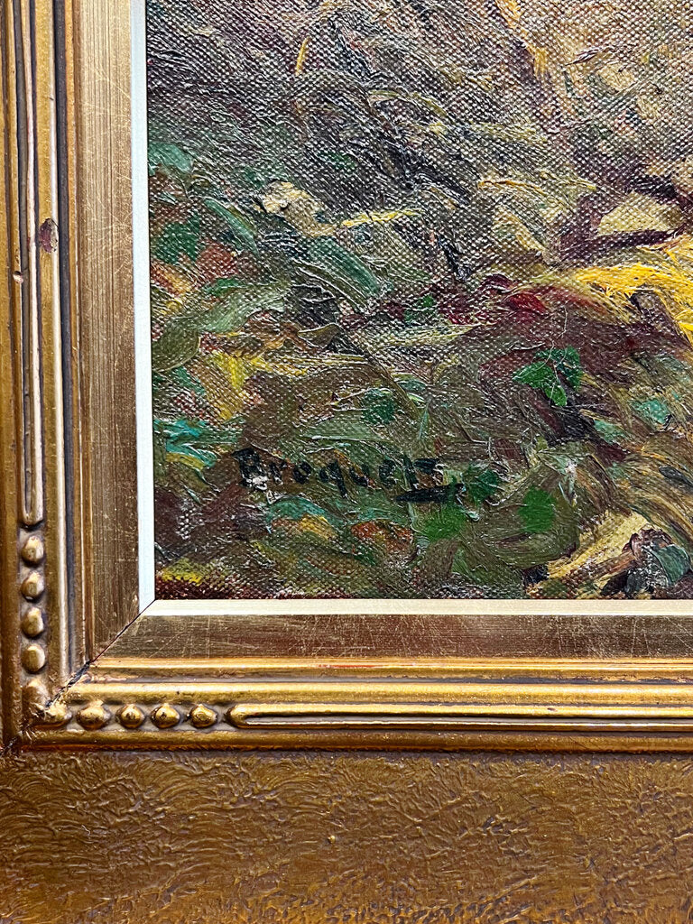 Esperance Broquet. Moonlit River Scene. Oil on Canvas.