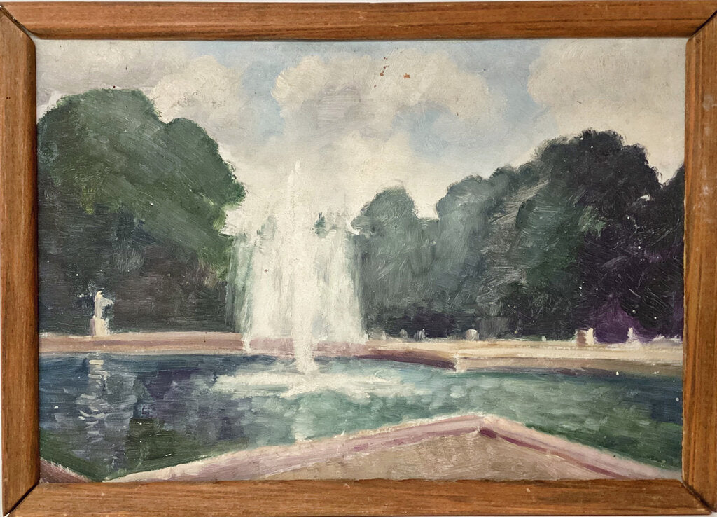 Marguerite Dorbritz. Parisian Fountain. Oil on Board.