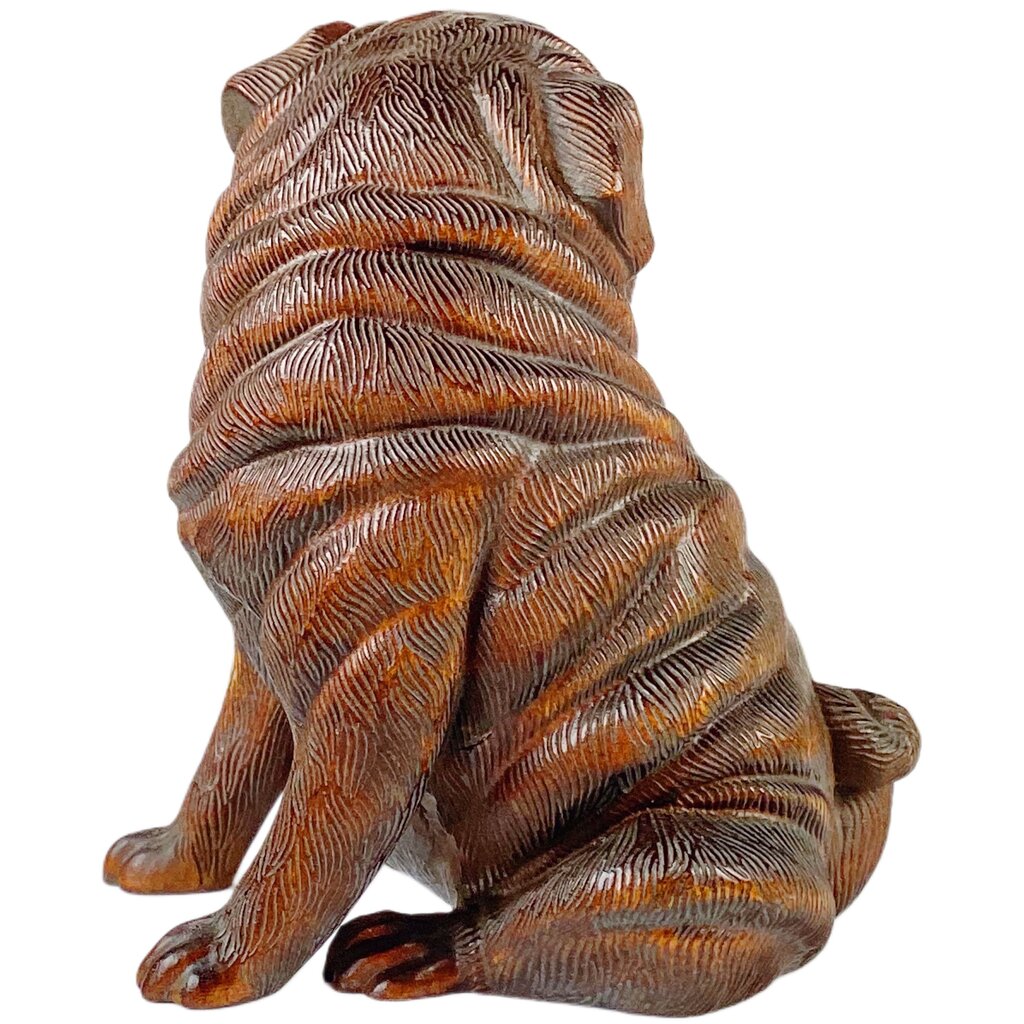 Wood Carved Dog Netsuke