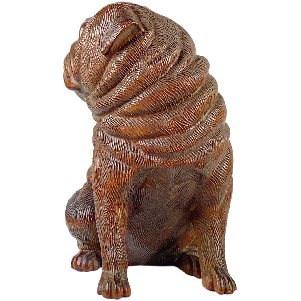 Wood Carved Dog Netsuke