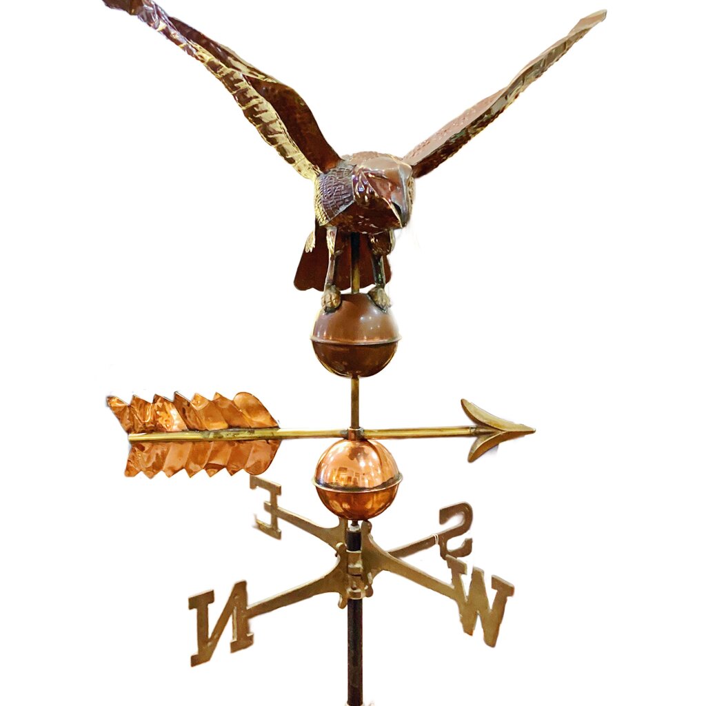 Antique Copper American Eagle Weathervane on Stand