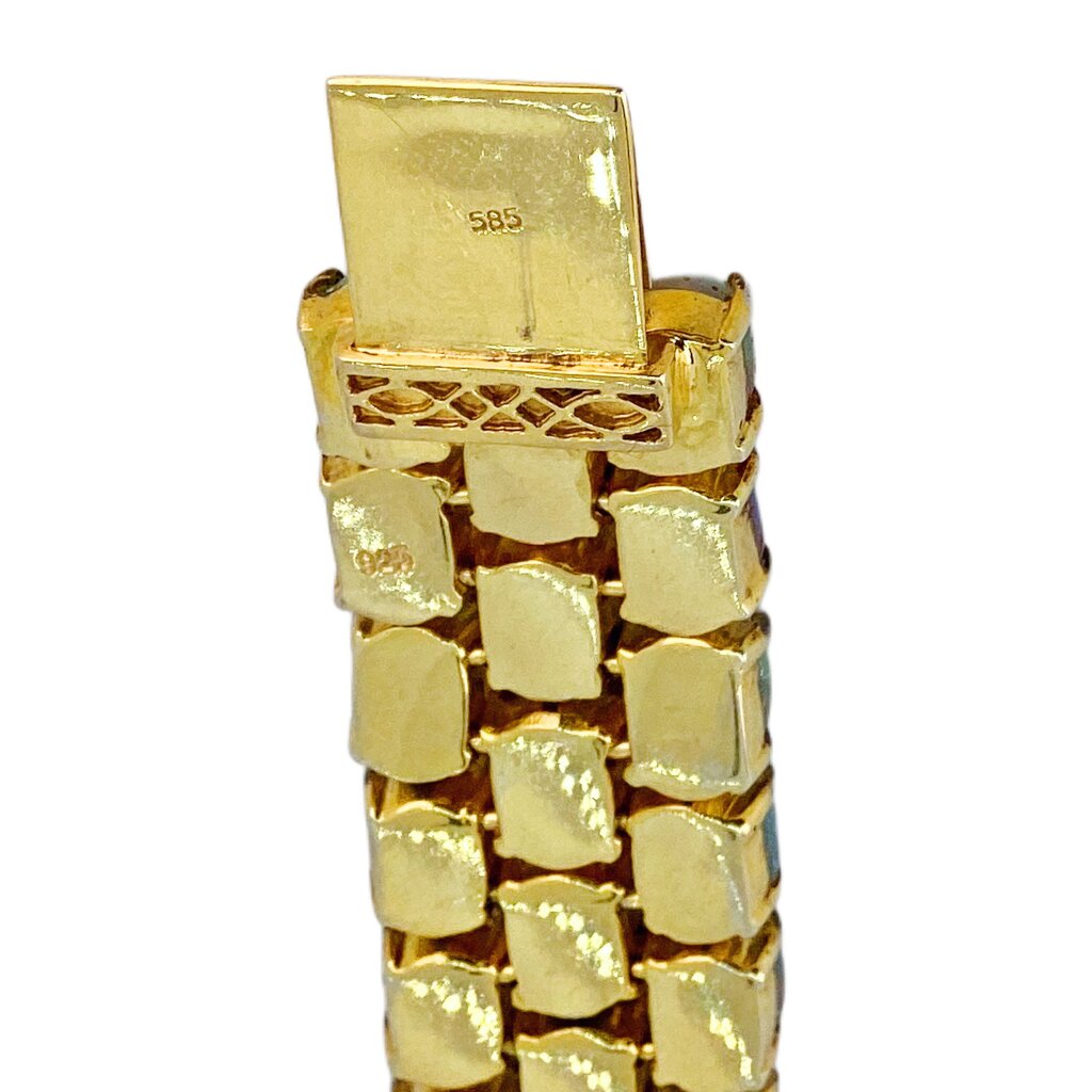 Vermeil Stering Belt Bracelet set w Opals & Diamonds & 14Kt Gold Clasp