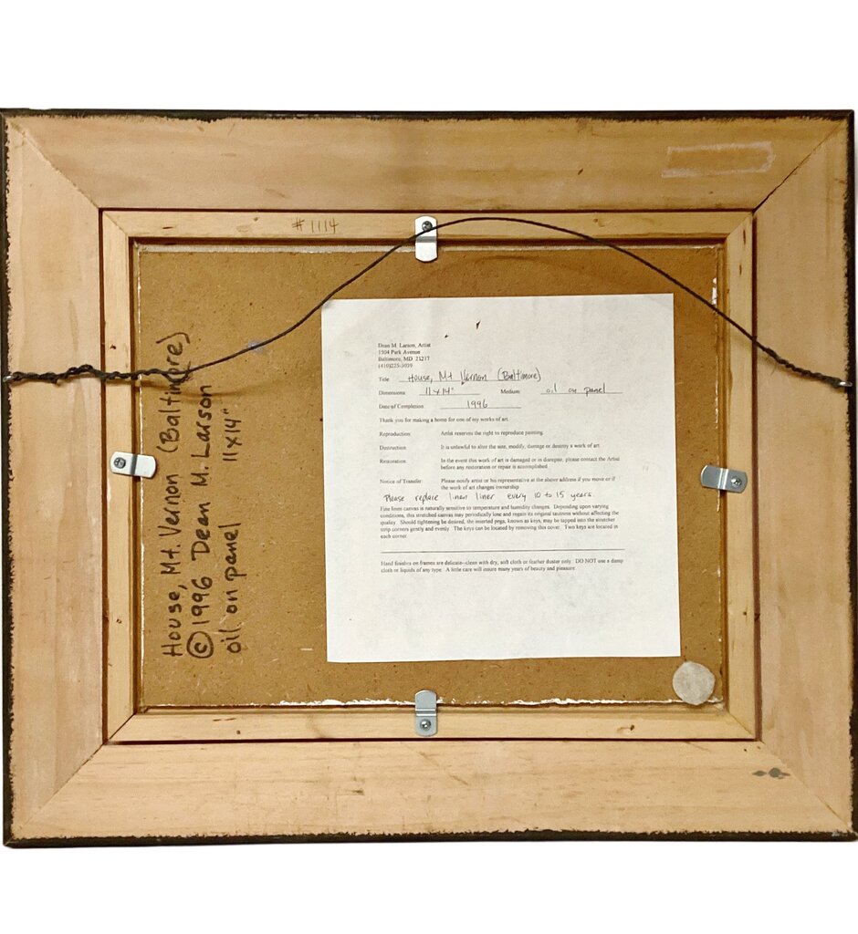 Dean Larson. "House, Mt. Vernon (Baltimore)". Oil on Canvas.