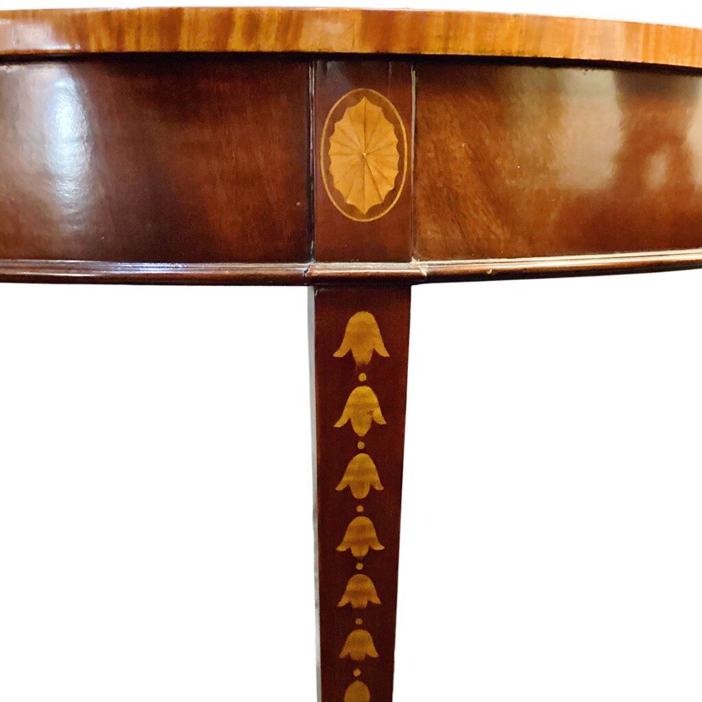 Inlaid Demilune Hepplewhite Style Table. Indonesia. - Opportunity Shop DC