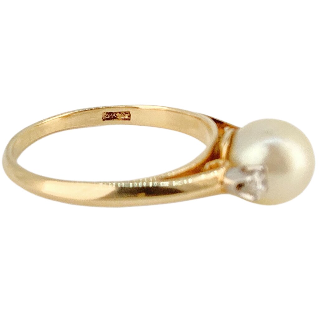 Pearl & Diamond 14Kt Gold Ring