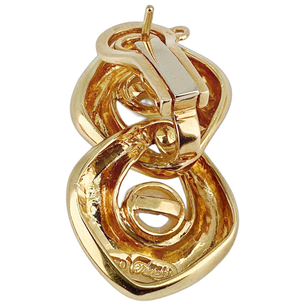 18Kt Gold Infinity Knot w Cultured Pearl Post Earring