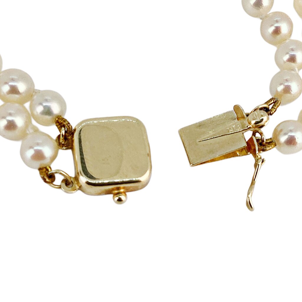 Double Strand Cultured Pearl Necklace w 14Kt Gold Clasp