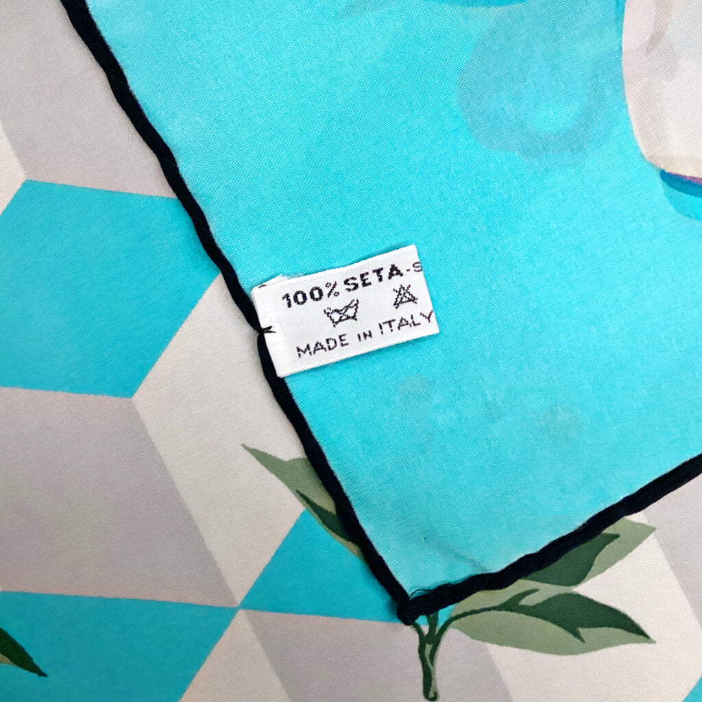 Tiffany & Co. Blue Floral Silk Scarf (Orig $475