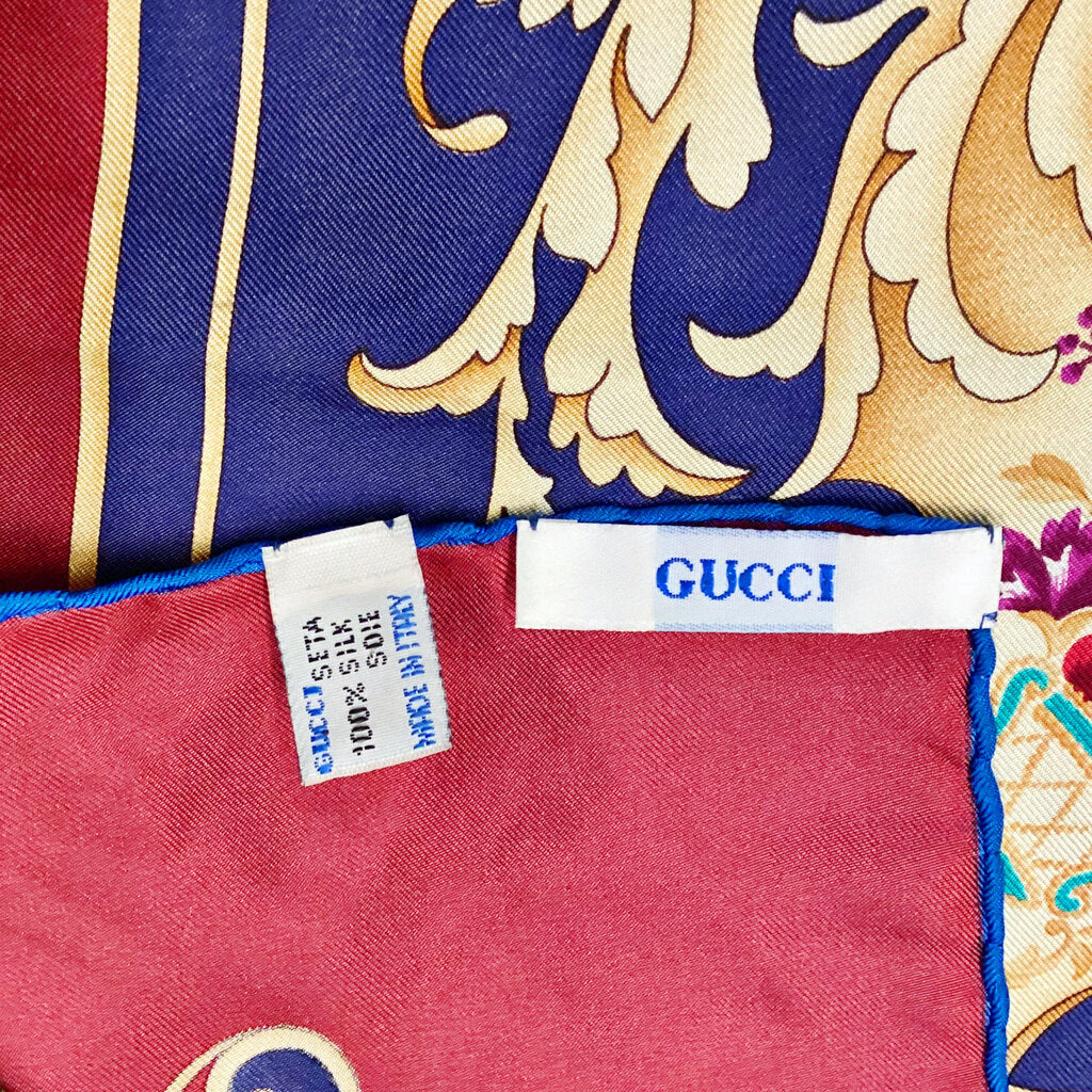 Gucci Burgundy & Navy Silk Scarf (Orig $525)
