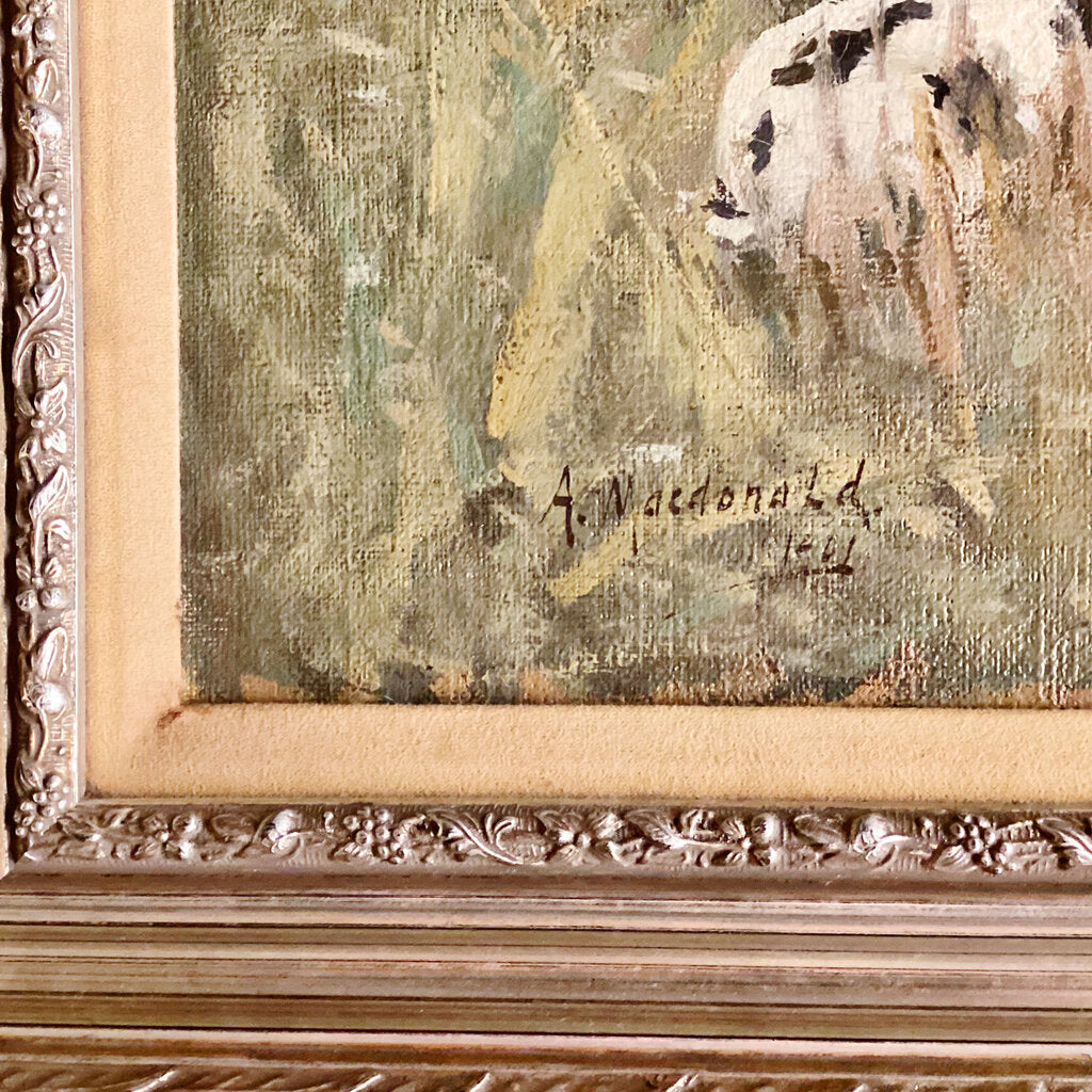 Arthur Macdonald. Boy with Rabbits Oil on Canvas. - Opportunity Shop DC