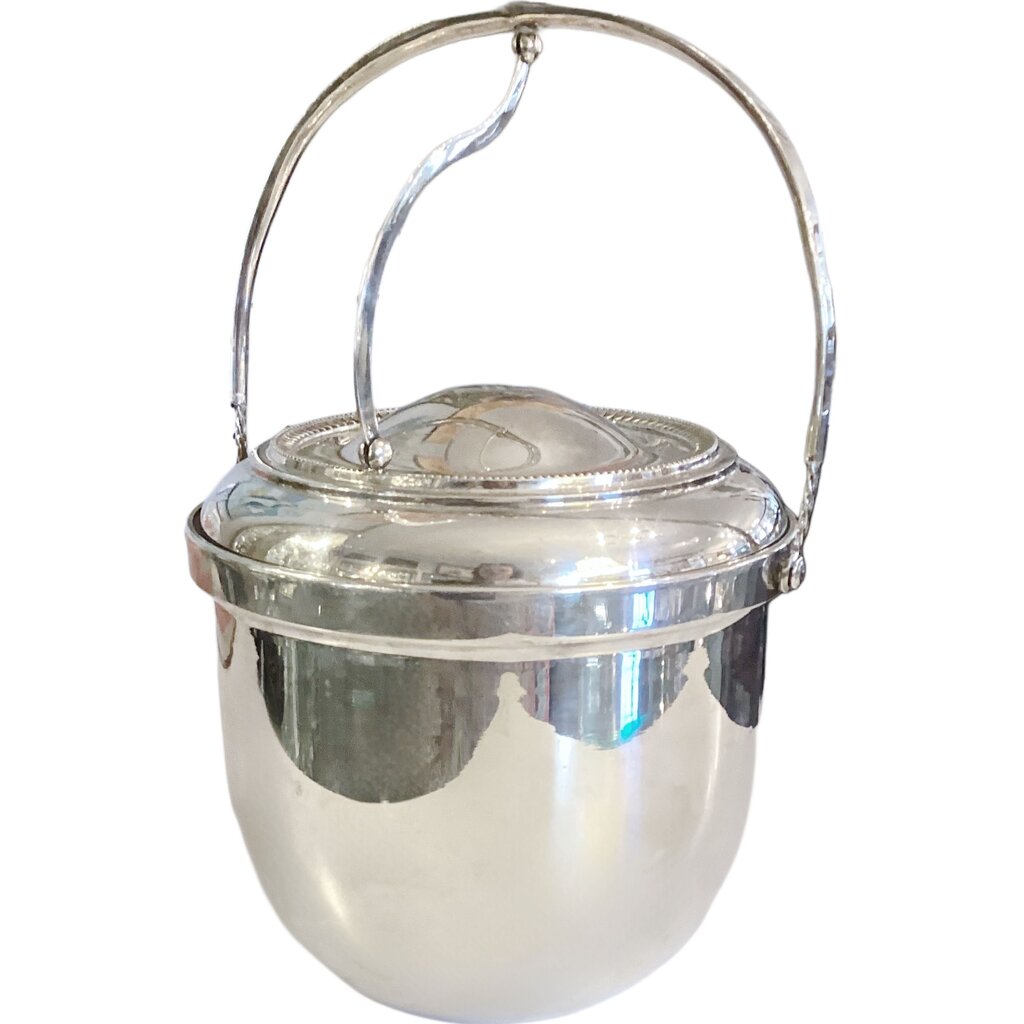 Peruvian Sterling Art Deco Ice Bucket w/ Thermos Mercury Glass Insert