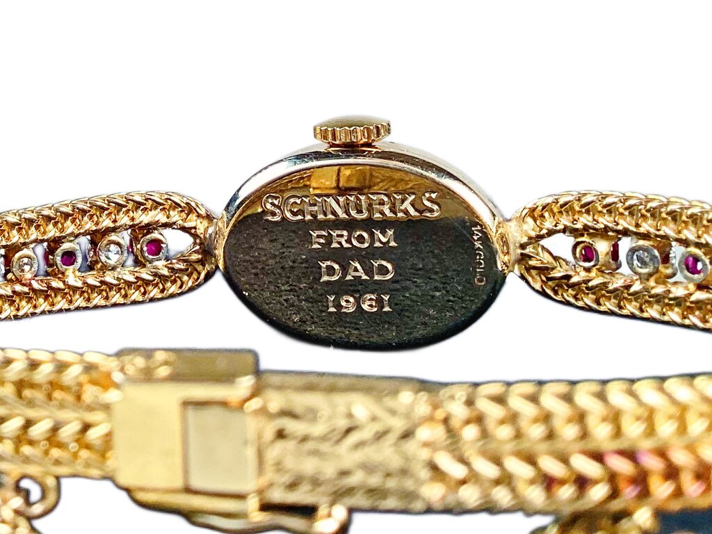 Tiffany Women's Watch 14Kt Gold Watch w Diamonds & Rubies