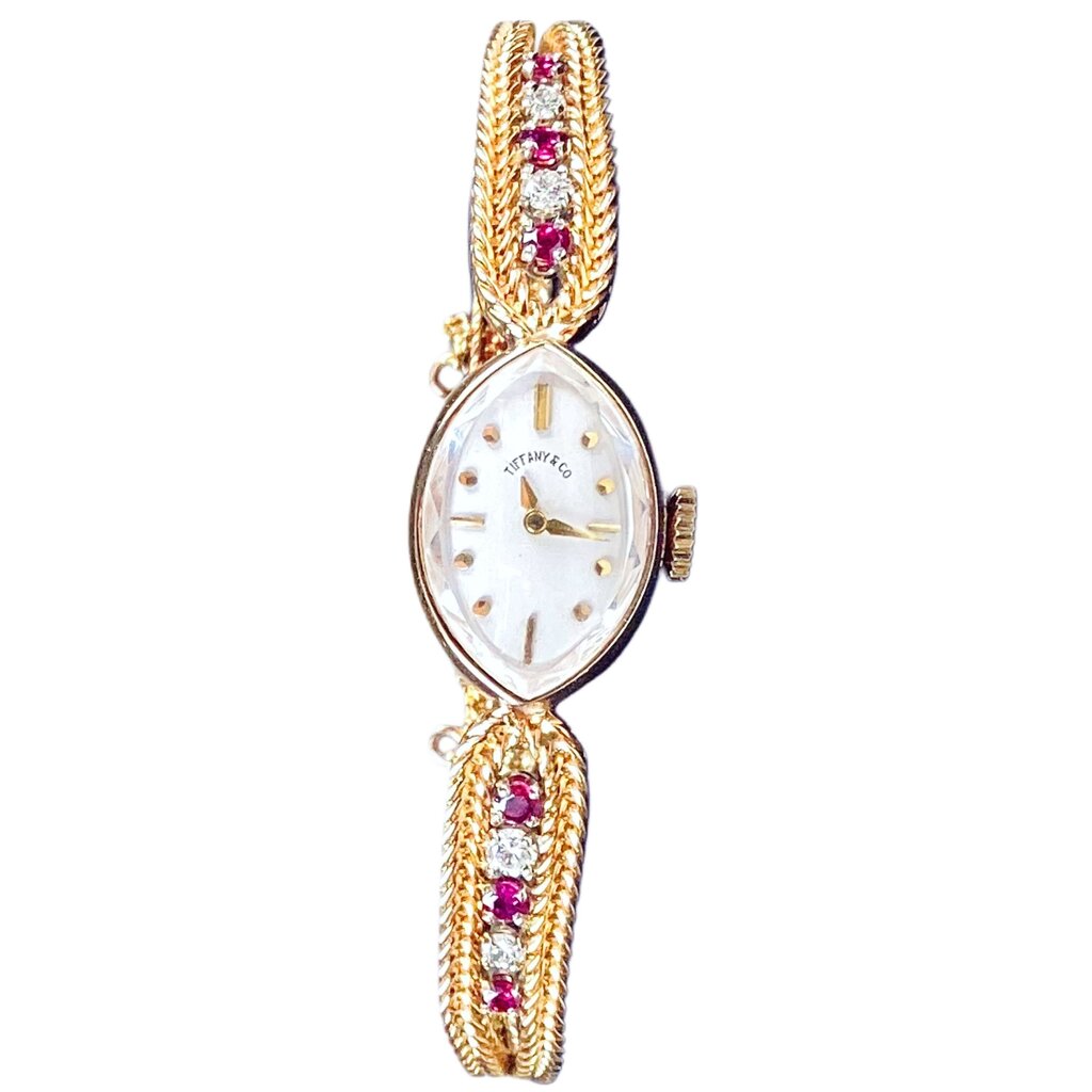 Tiffany Women's Watch 14Kt Gold Watch w Diamonds & Rubies