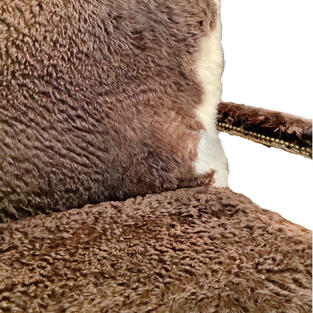 Custom Upholstered Black Cow Hide Arm Chairs