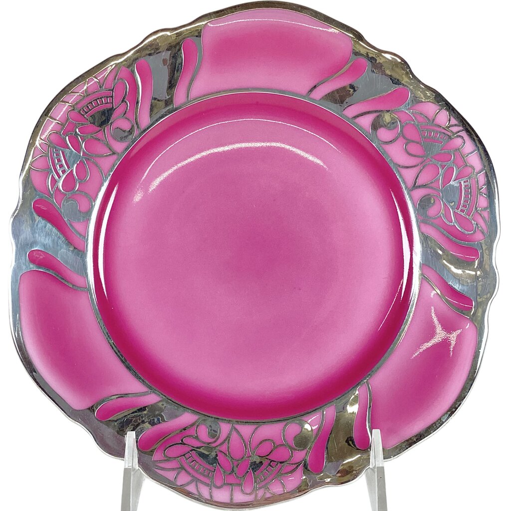 36 Piece Rosenthal Pink & Platinum Dessert Plates, Tea Cups & Saucers