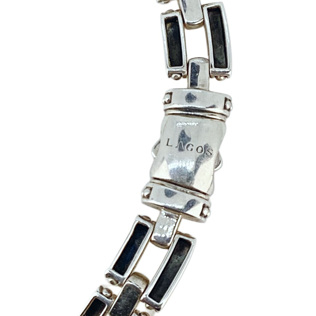18Kt & Sterling Lagos Two-Tone Caviar Link Necklace