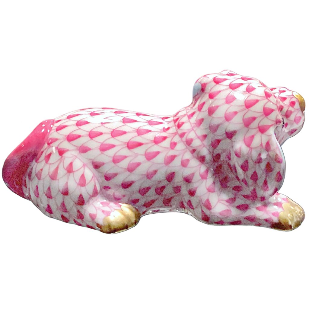 Herend Pink Puppy w Blue Ball