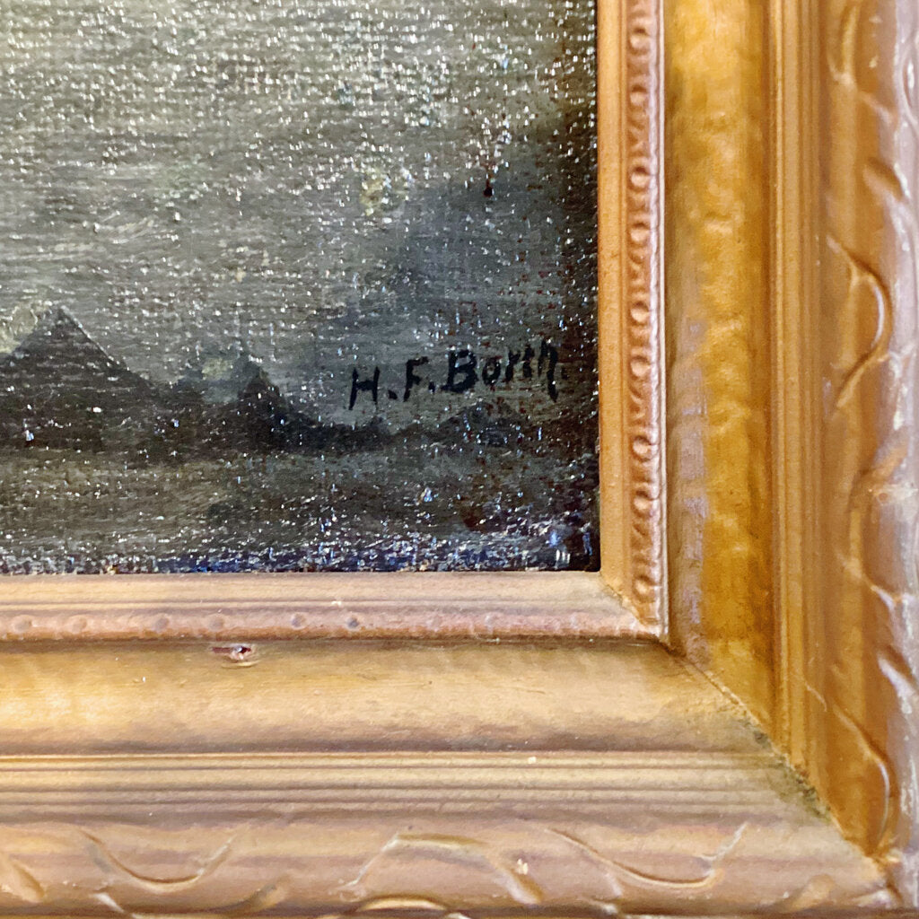 Moonlight on the Coast. Oil on Canvas. Greman, Circa 1920s