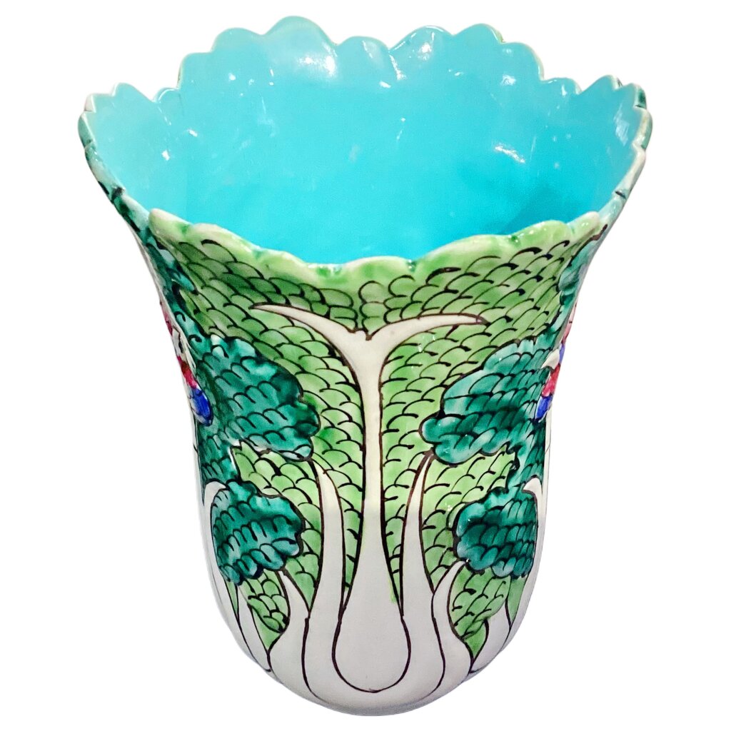 PAIR of 19thc. Qing Dynasty Tongzhi Bok Choy Vases