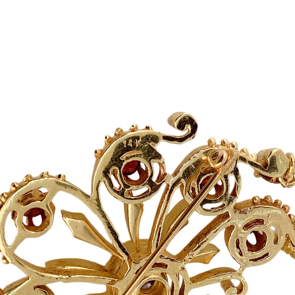 14kt Gold and Garnet Tassel Brooch