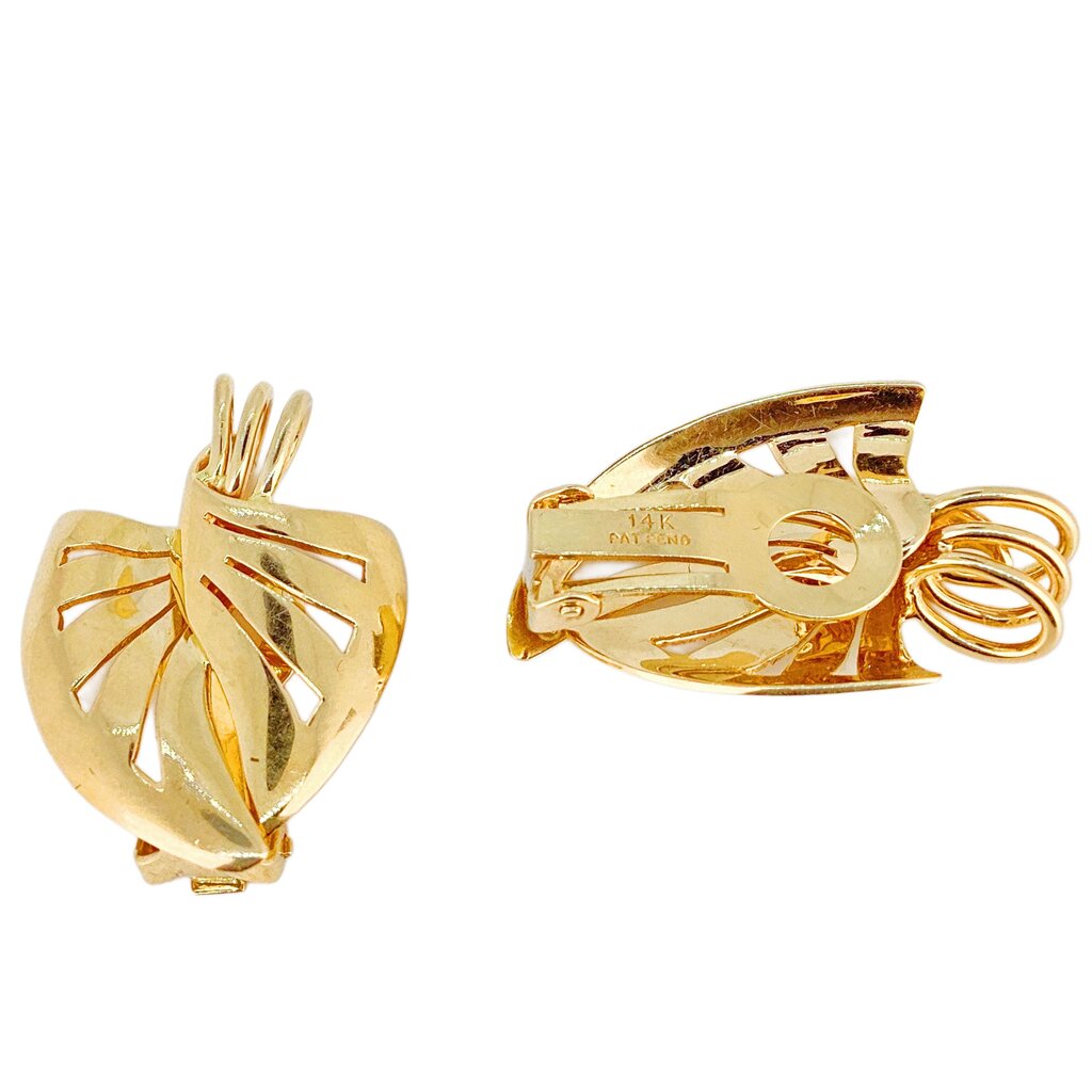14kt Yellow Gold Clip Leaf Earrings