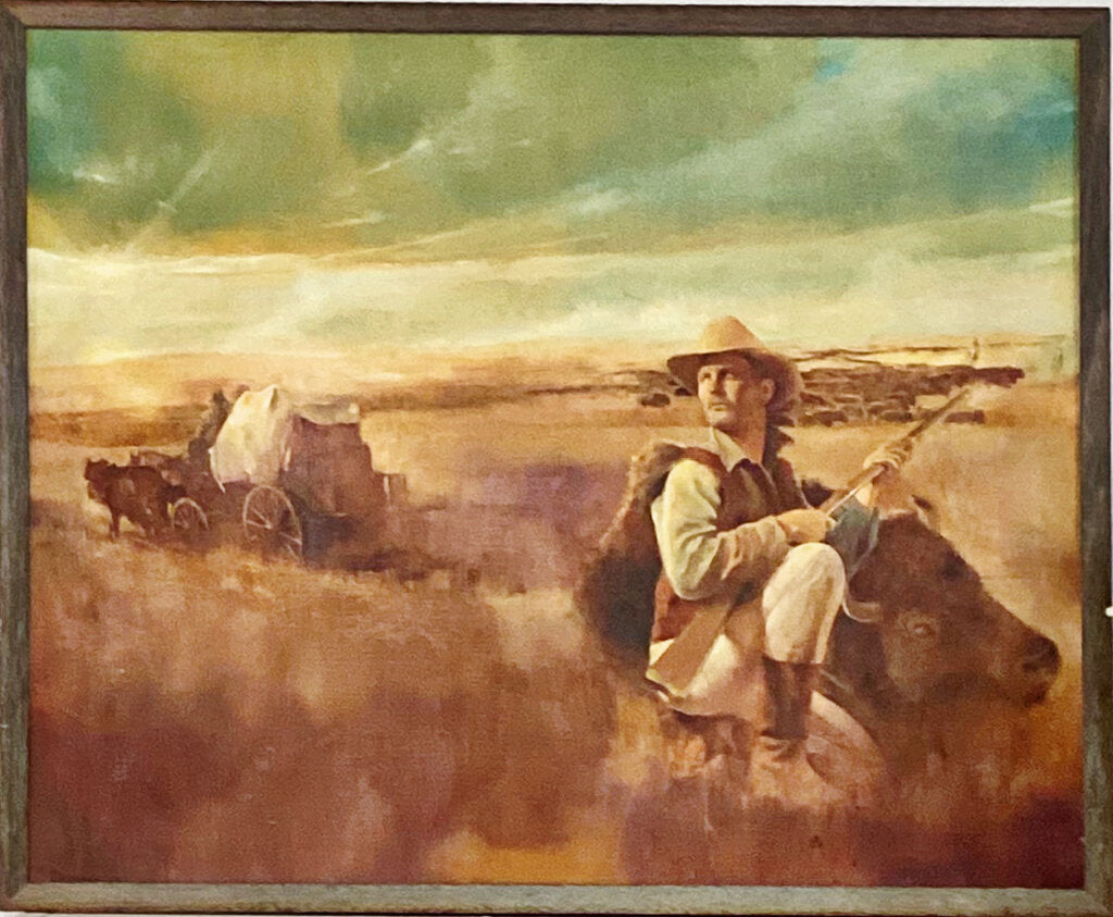 Illegibly Signed. Cowboy Earl & His Buffalo. Oil on Canvas.