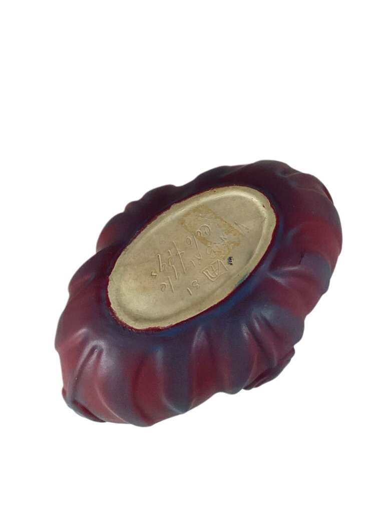 Vintrage Van Brittle Mulberry Tulip Bowl w Floral Frog