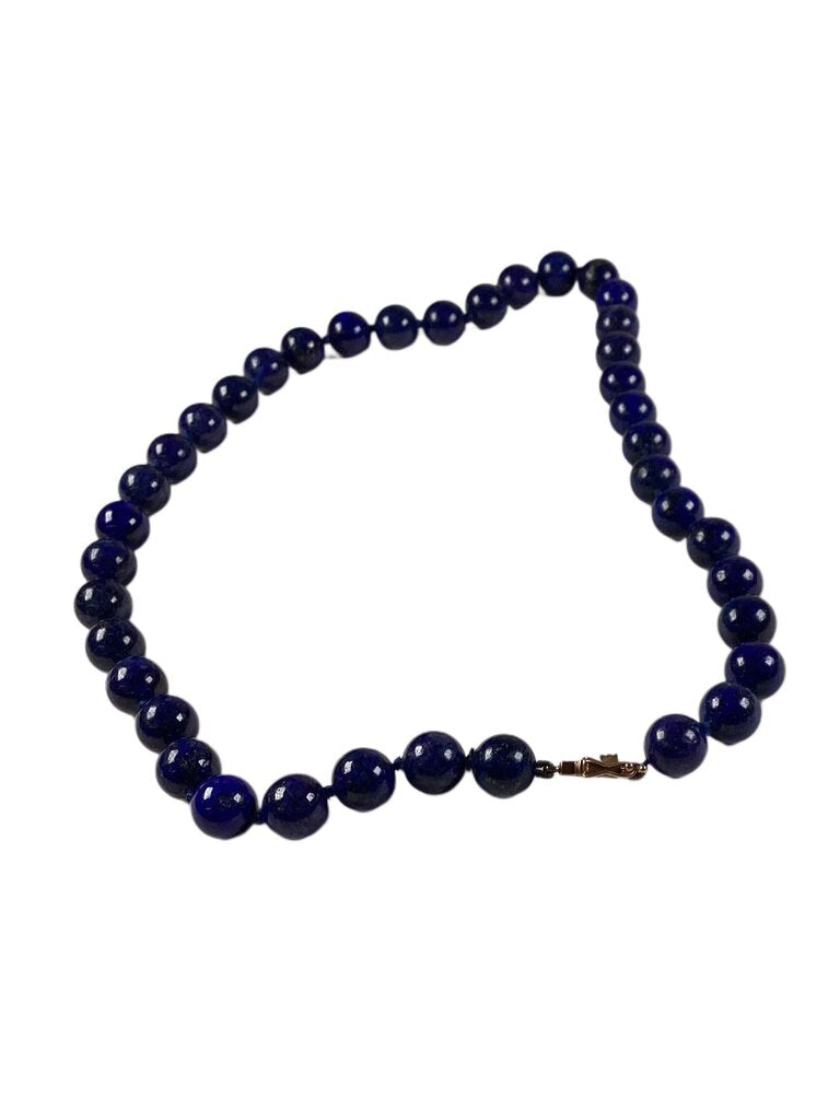 Lapis Beaded Necklace w 14KT Gold Clasp