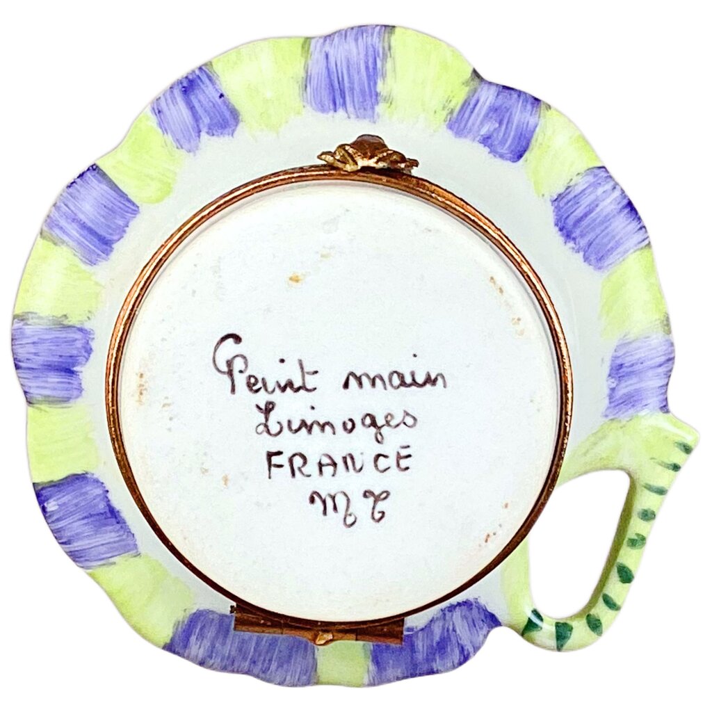 Limoges Yellow Dart Frog on a Clematis Painted Box