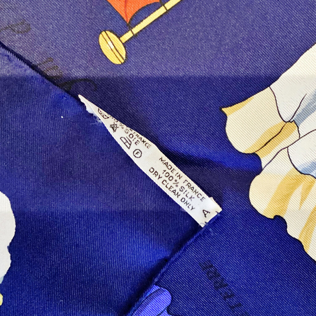 Hermes Navy Blue w Flags Silk Scarf - Opportunity Shop DC