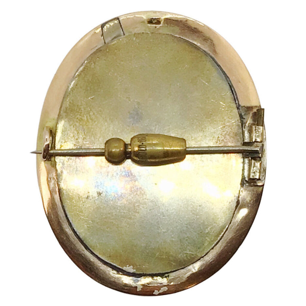 Oval Gold and Pearl Enamel Pin