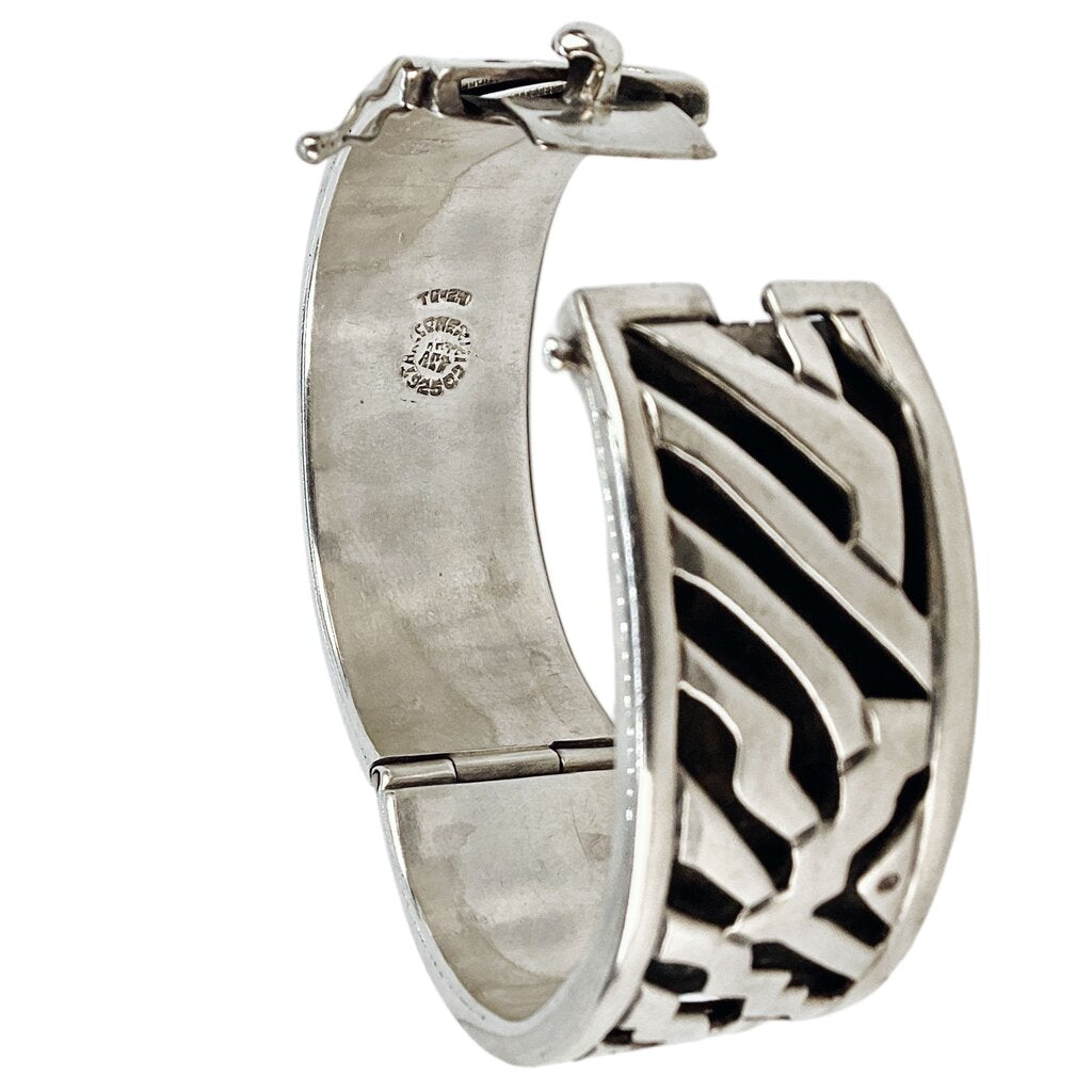 Mexican Sterling Hinged Cuff Bracelet - Opportunity Shop DC