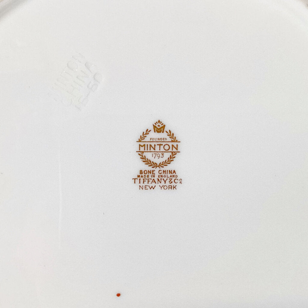 Minton Tiffany Gold Light Blue Swirl Embassy Dinner Plates (S/6) - Opportunity Shop DC