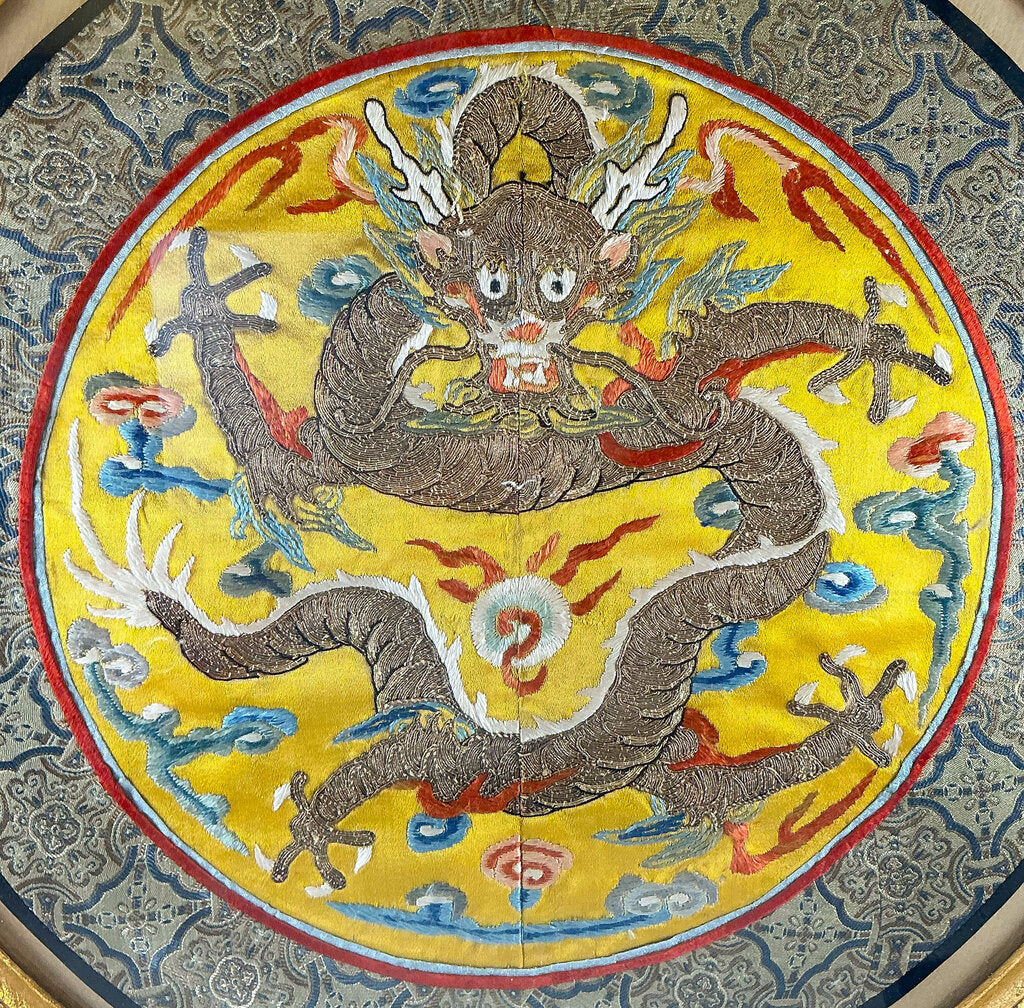 Antique Imperial Embroidered Robe Badge. Chinese.