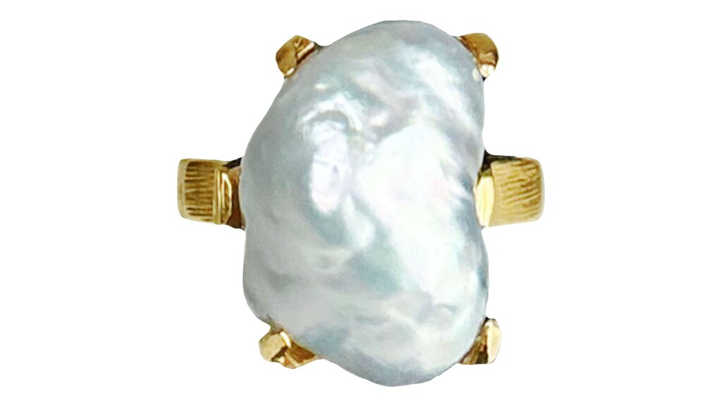 14 Kt Gold Ring w Baroque Pearl - Opportunity Shop DC