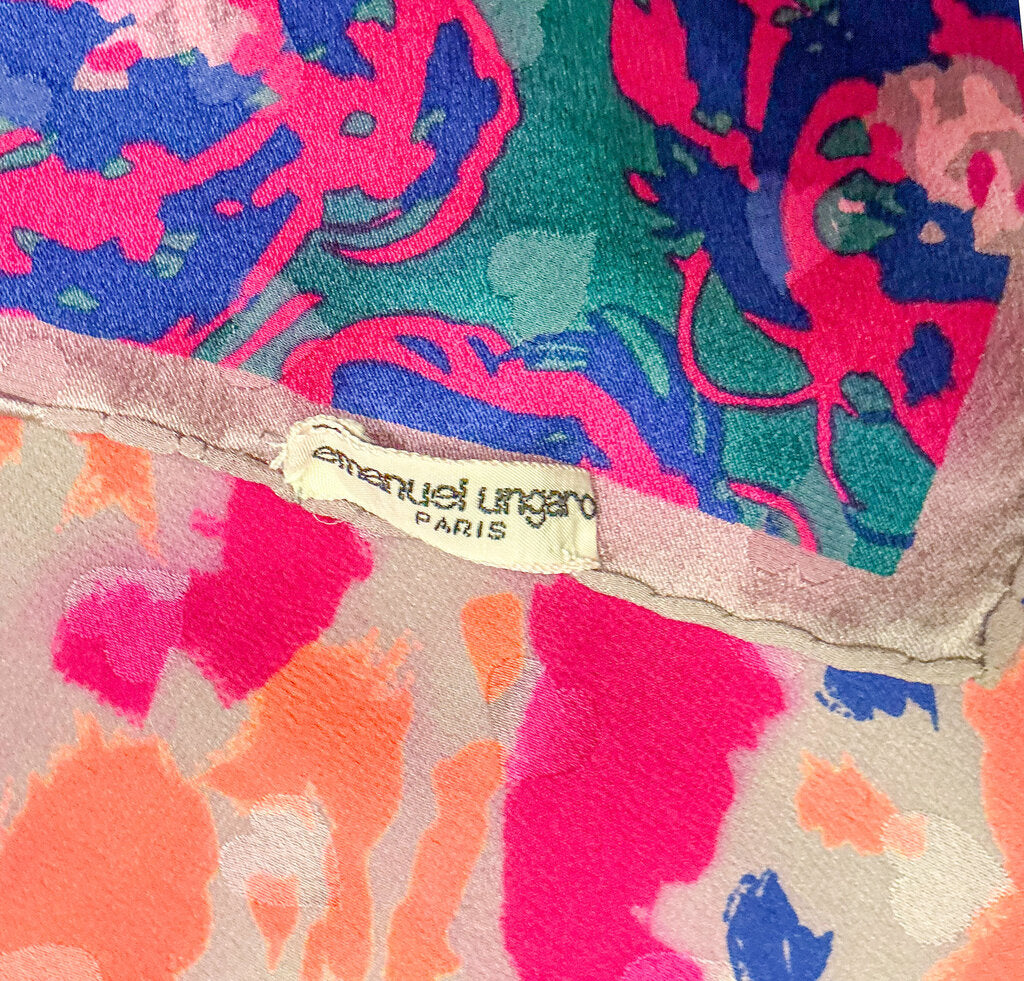 Pink Emmanuel Ungaro Scarf w/ Handrolled Edges