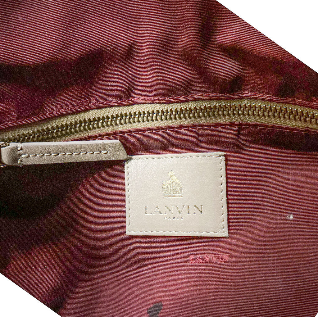 Lanvin Padam Bowling Bag in Black & Taupe Calfskin