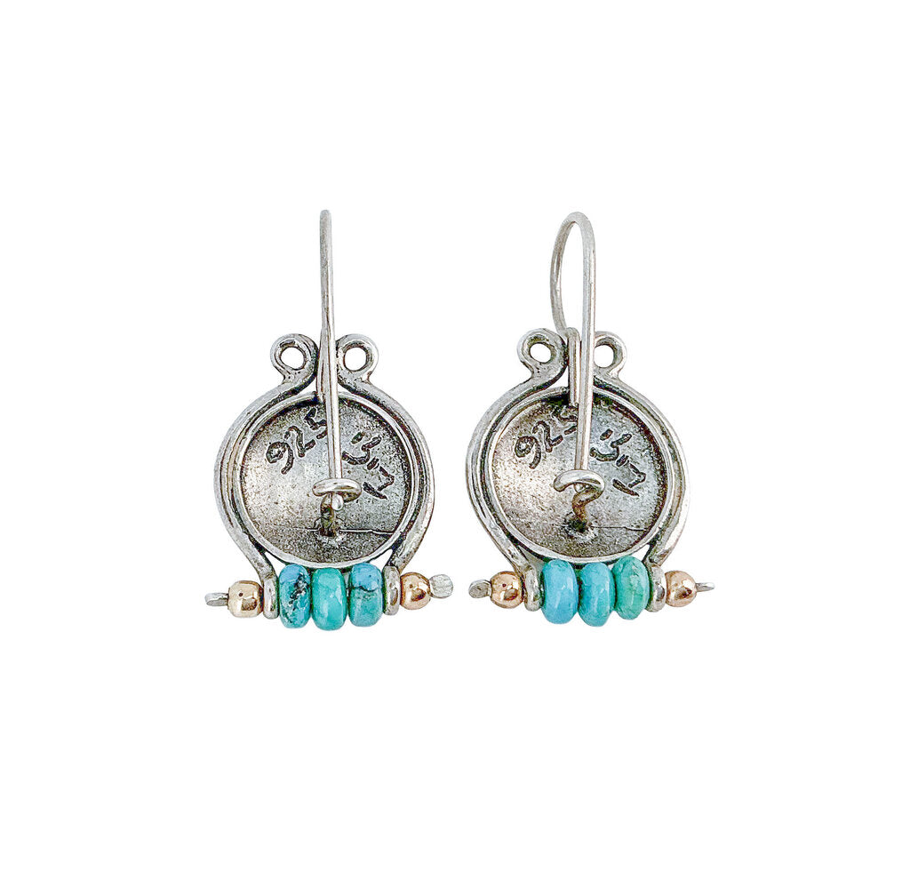 Sterling, Turquoise and Gold Earrings
