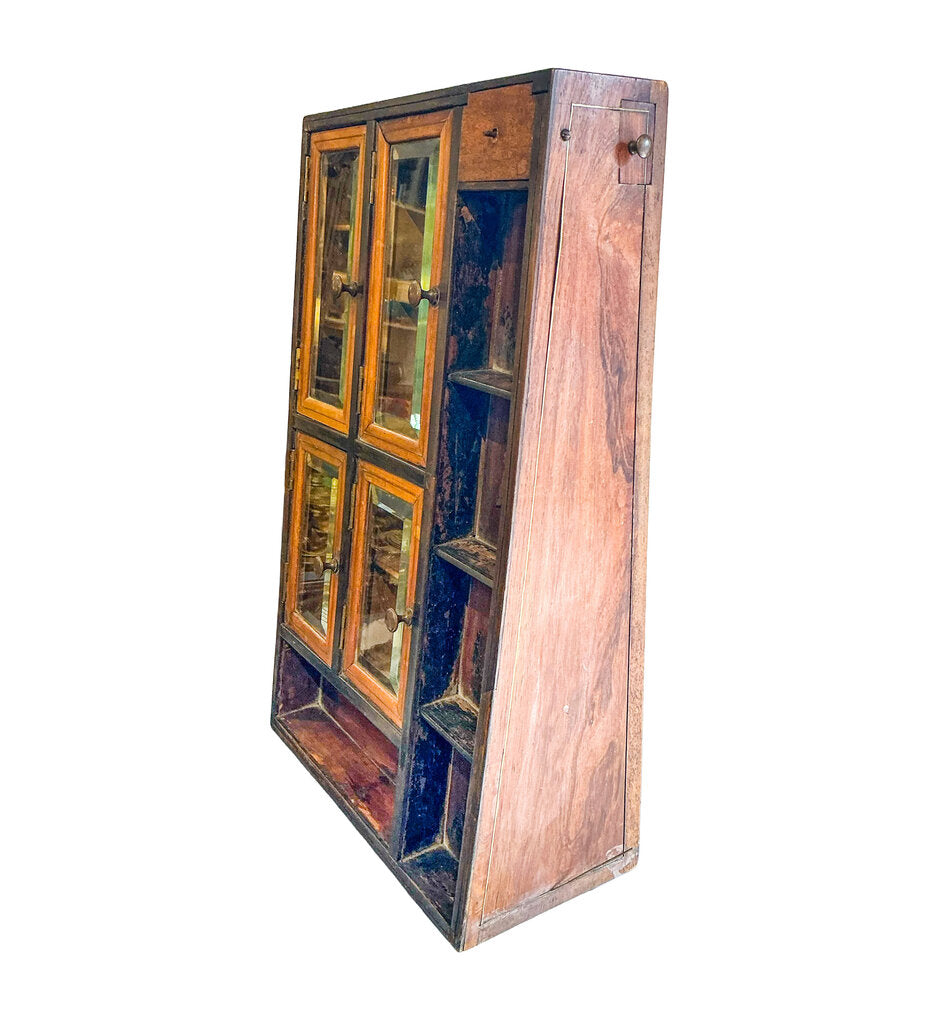 Antique Cigar Shop Display Case w Beveled Glass Doors